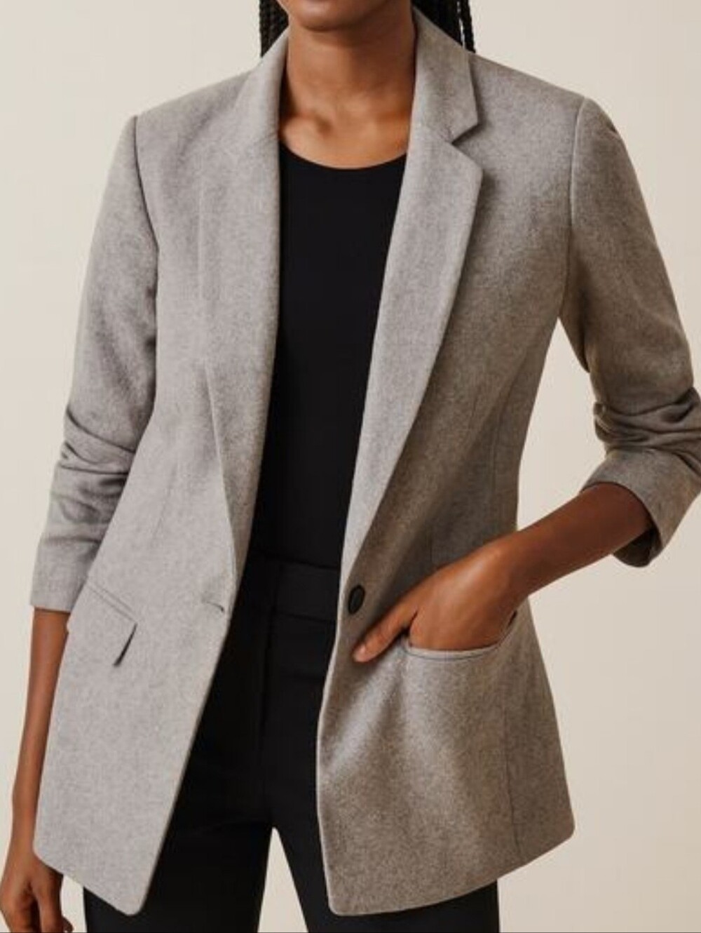 Express Women’s Light Gray Single-Button Blazer